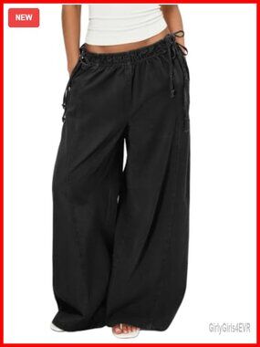 Wide Leg Palazzo Pants Low Rise Drawstring Beach Summer